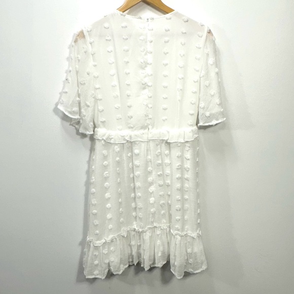 V Neck Summer Tunic Loose Chiffon Swiss Dot A-line Dress - Picture 7 of 8